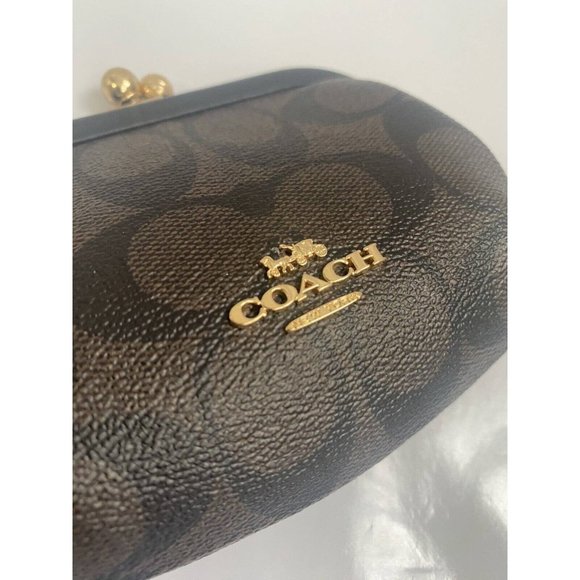 Coach NWT Nora Kisslock Card Case In Signature Canvas & Leather (C4309 ) - Picture 3 of 8